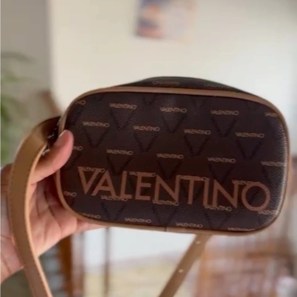 Valentino Logo Patterned Brown Bag